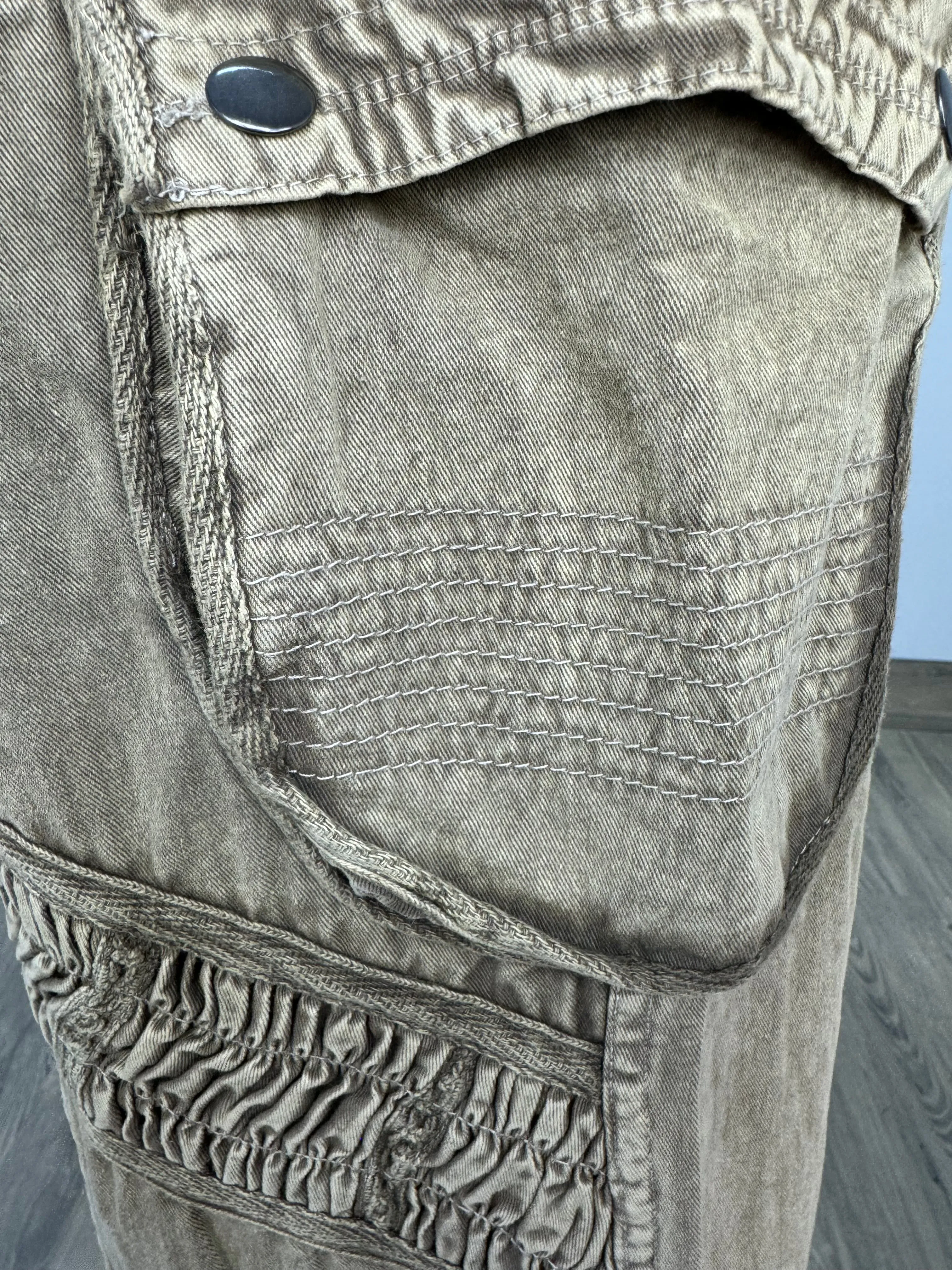 Rustic Mineral Wash Earth Cargo Pocket Pants