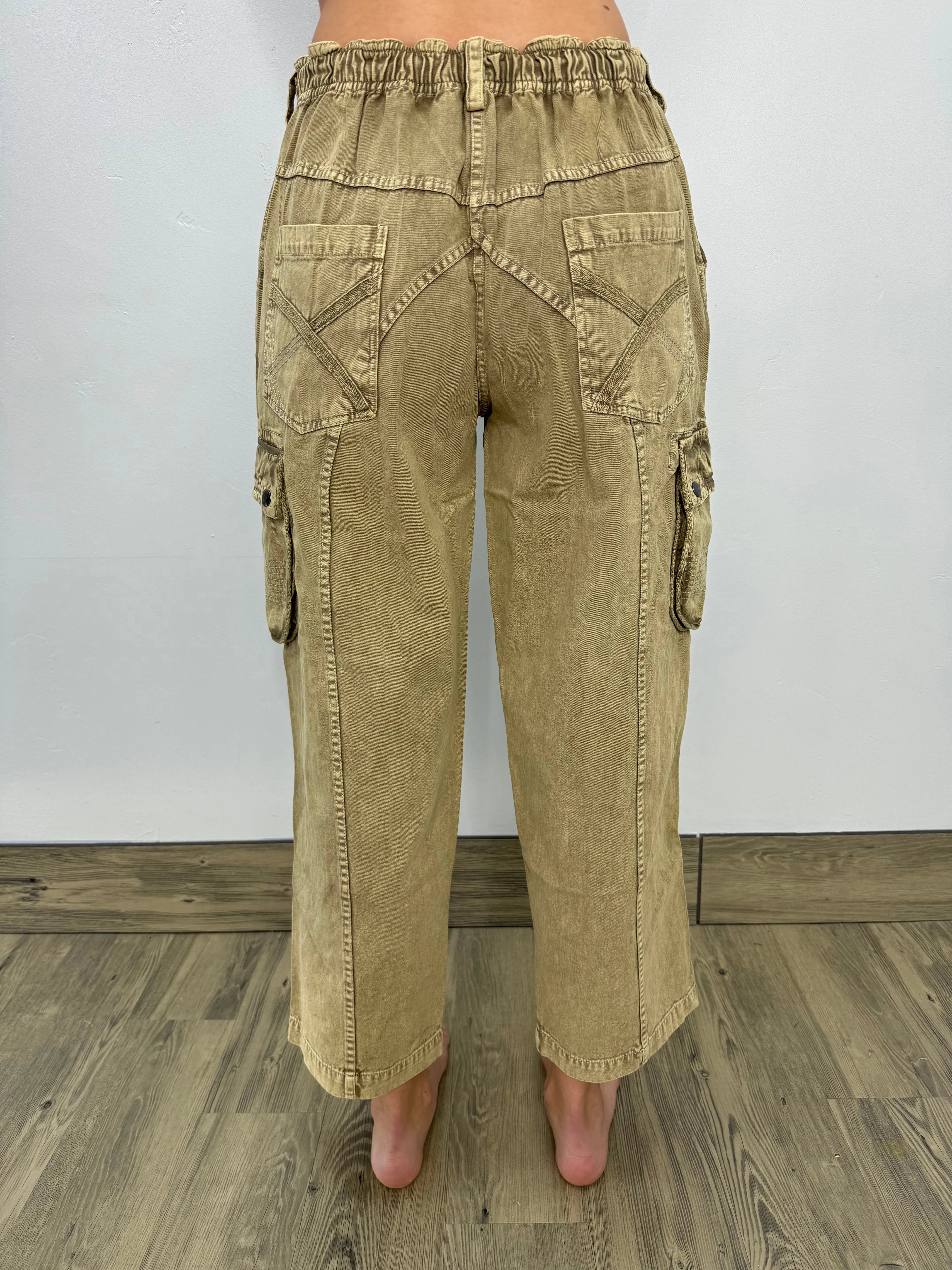 Rustic Mineral Wash Earth Cargo Pocket Pants