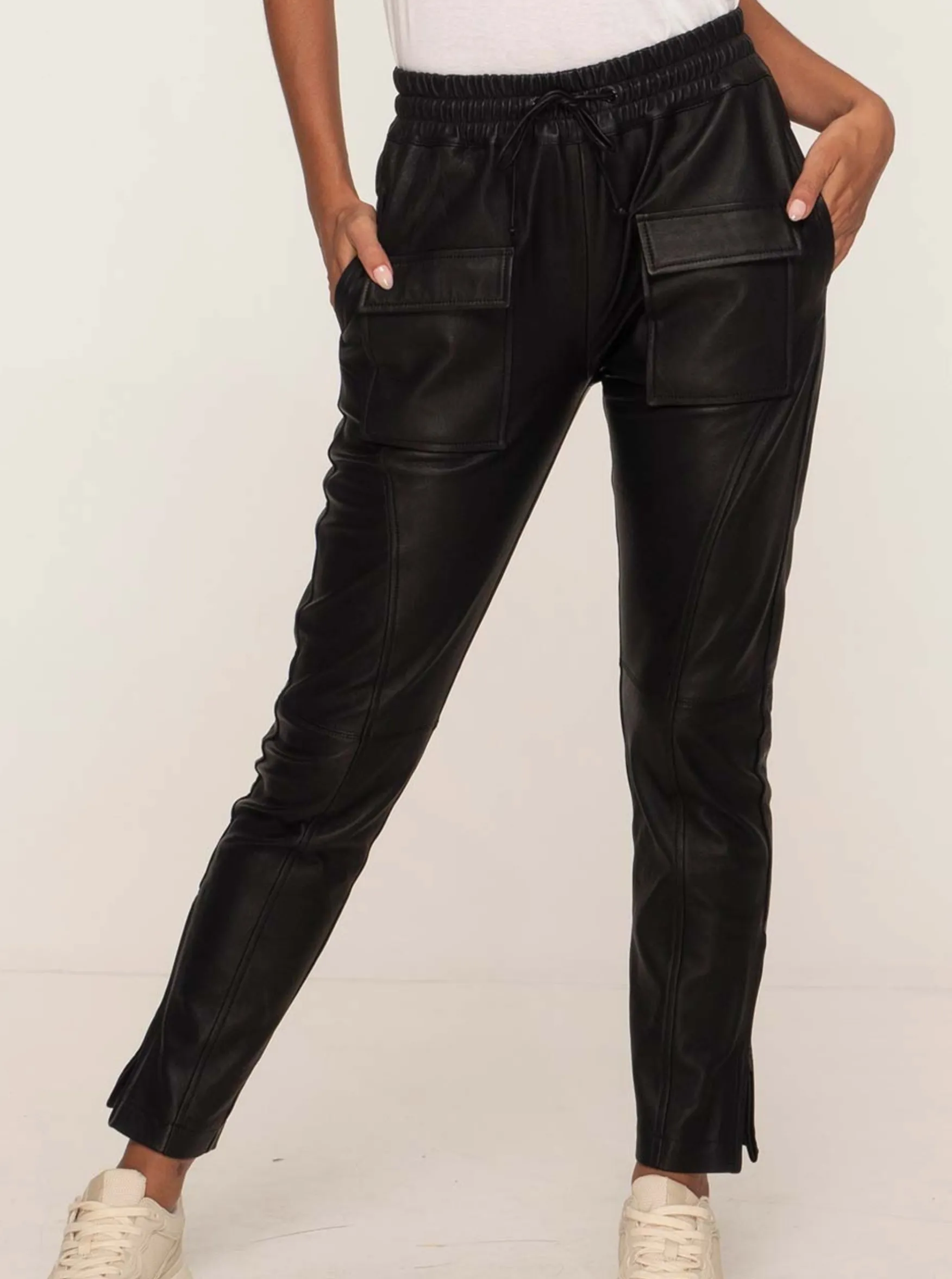 RYDER LEATHER CARGO PANT - BLACK