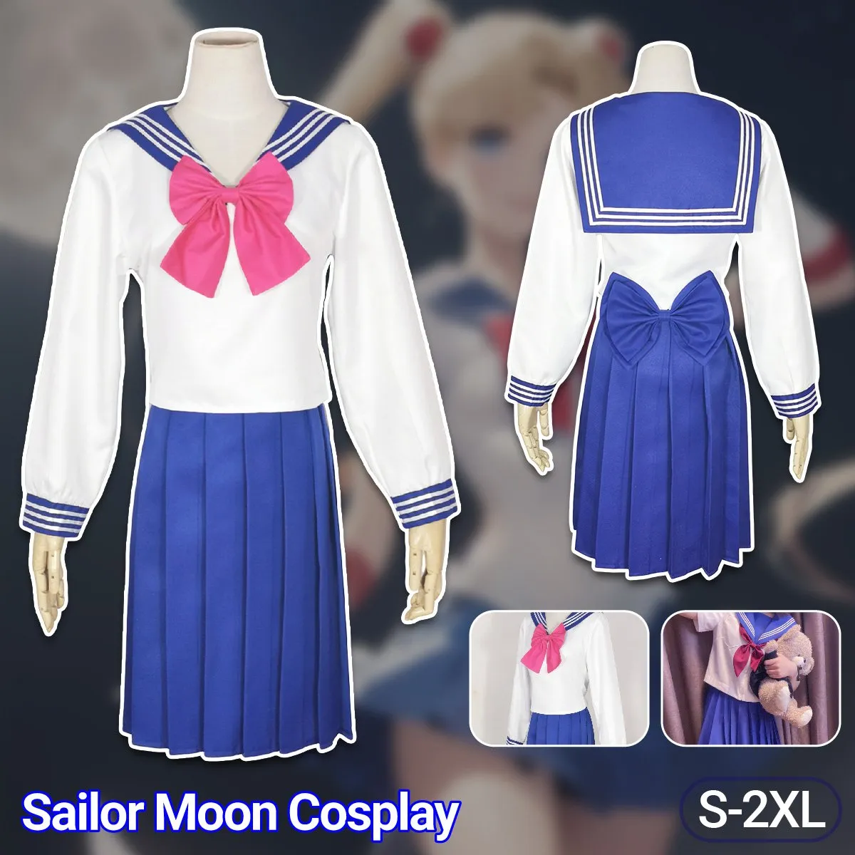 Sailor Moon Cosplay Costume School Uniform Long Sleeve