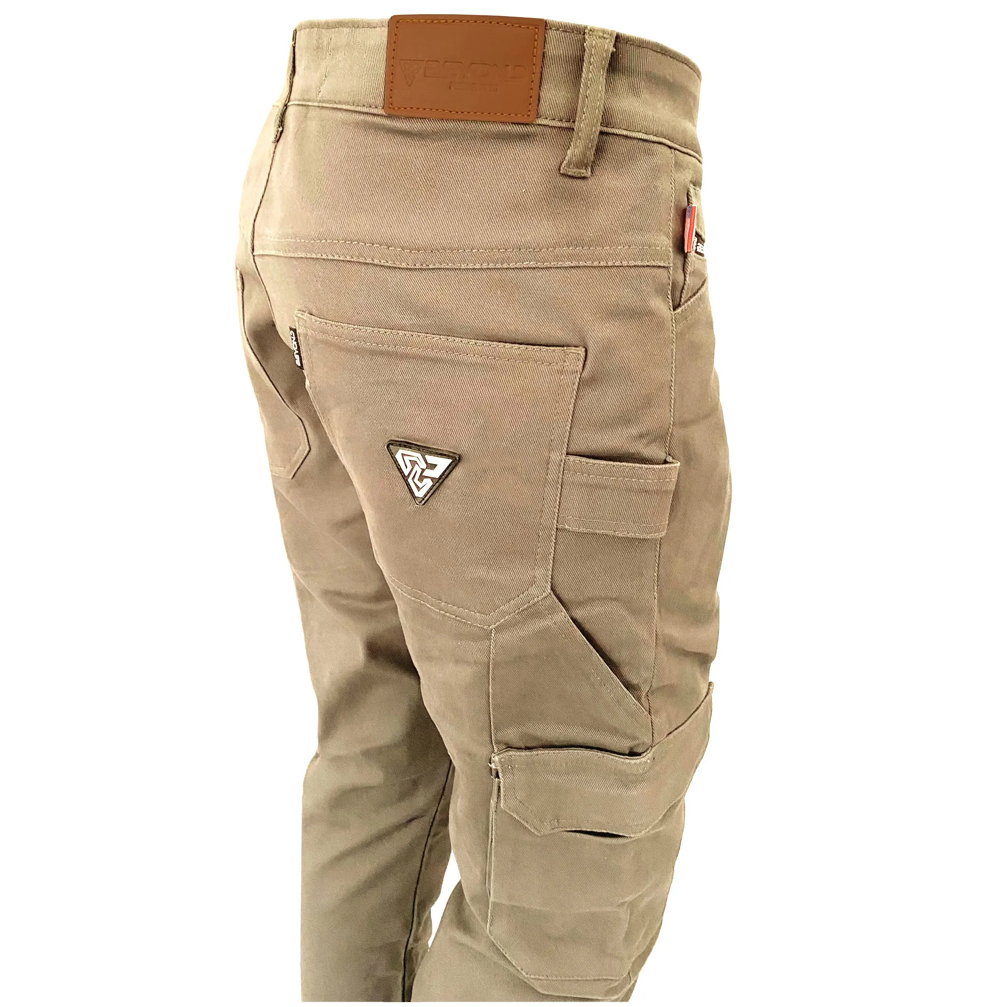 SALE Loose Fit Cargo Pants - Khaki Solid with Pads