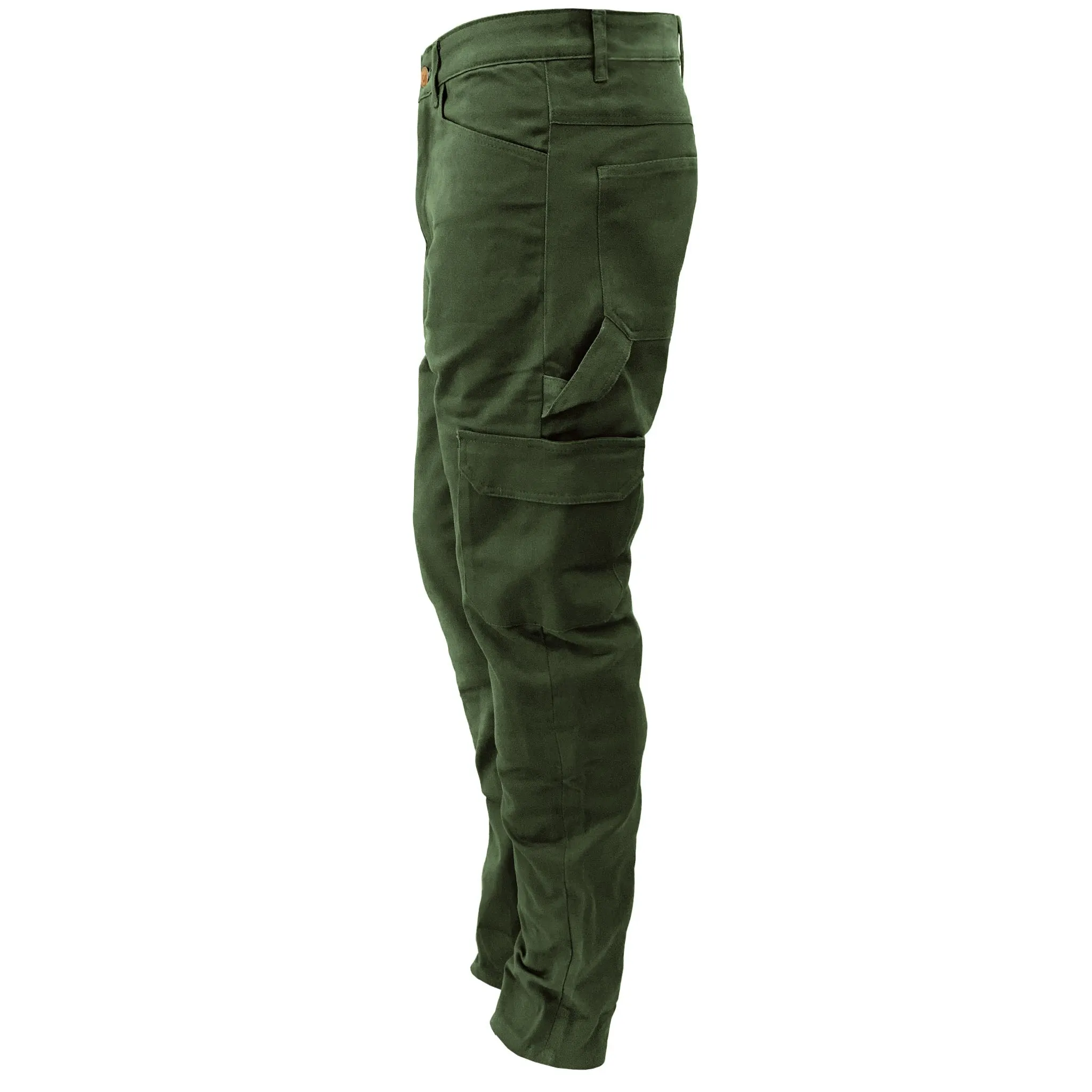 SALE Straight Leg Cargo Pants - Army Green with Pads