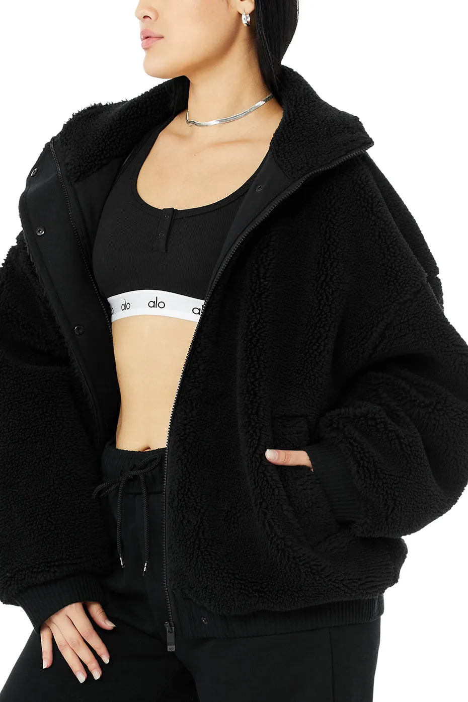 Sherpa Varsity Jacket - Black