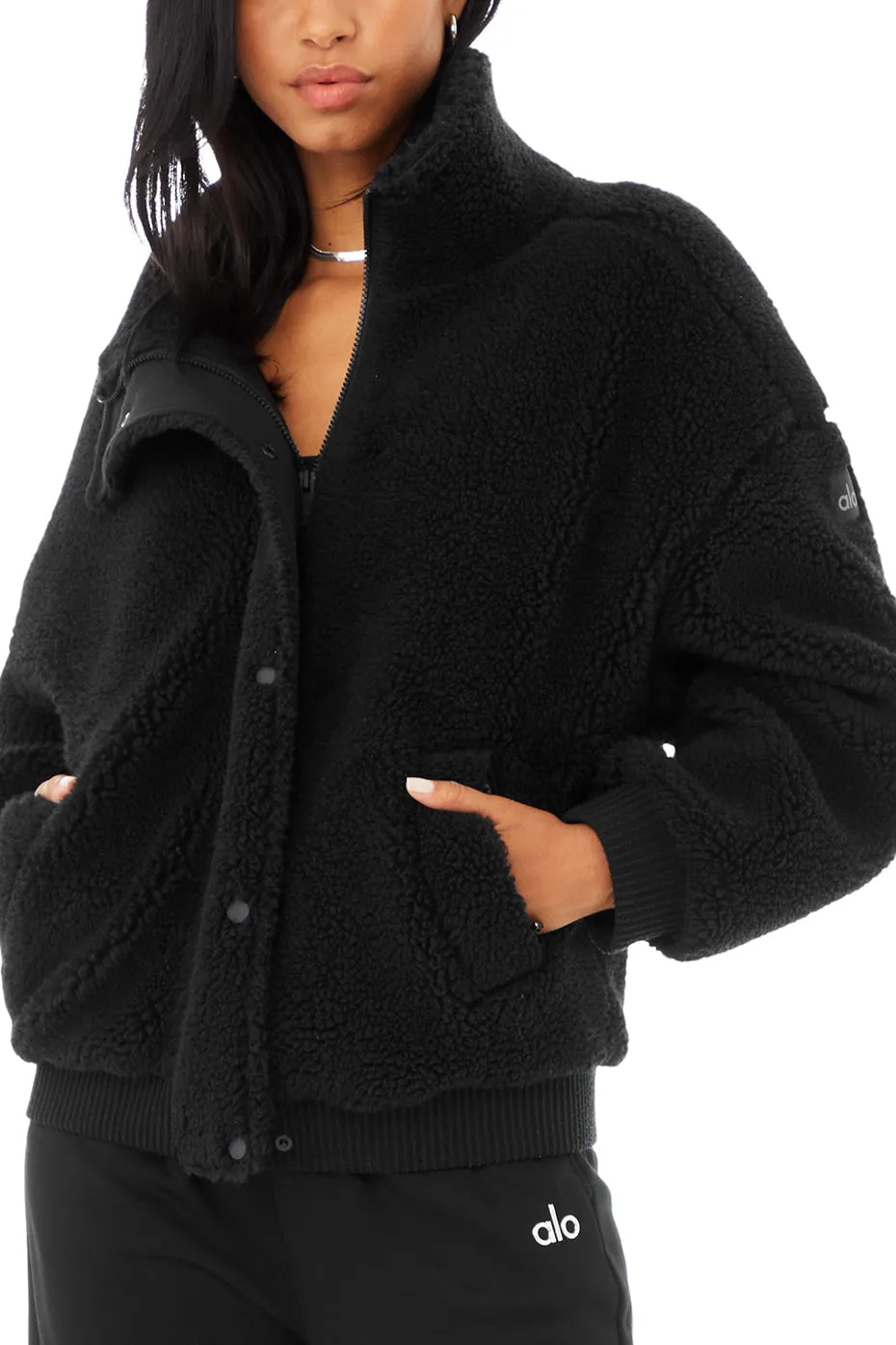 Sherpa Varsity Jacket - Black