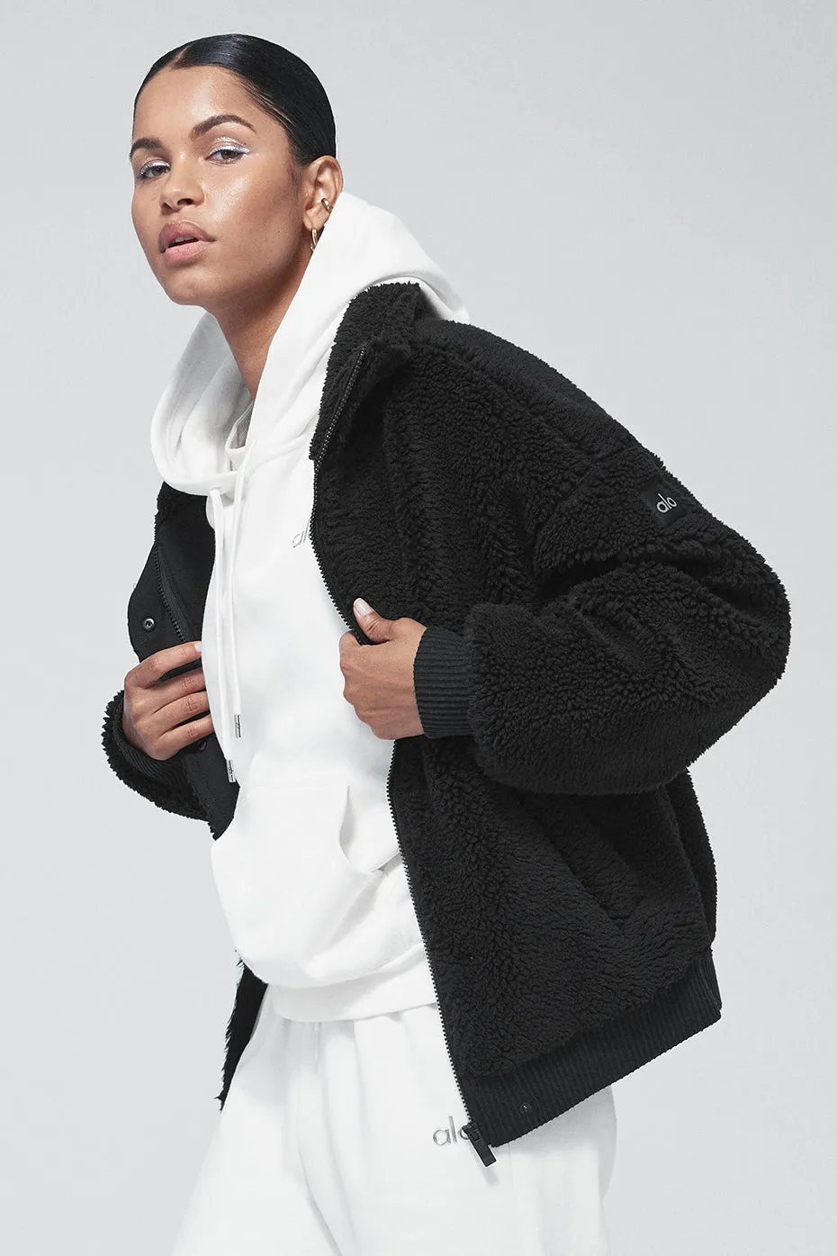 Sherpa Varsity Jacket - Black