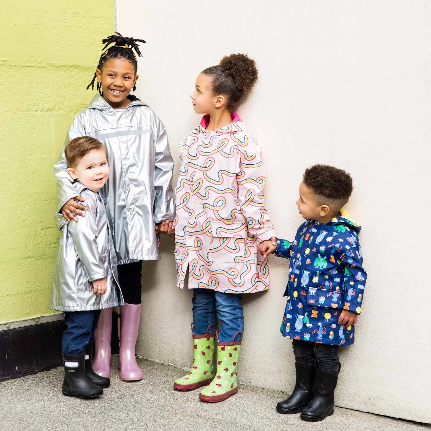 silver metallic magnetic raincoat