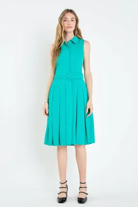 Sleeveless Pleated Midi Dress