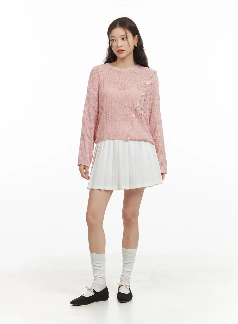 Solid Pleated Mini Skirt OY421