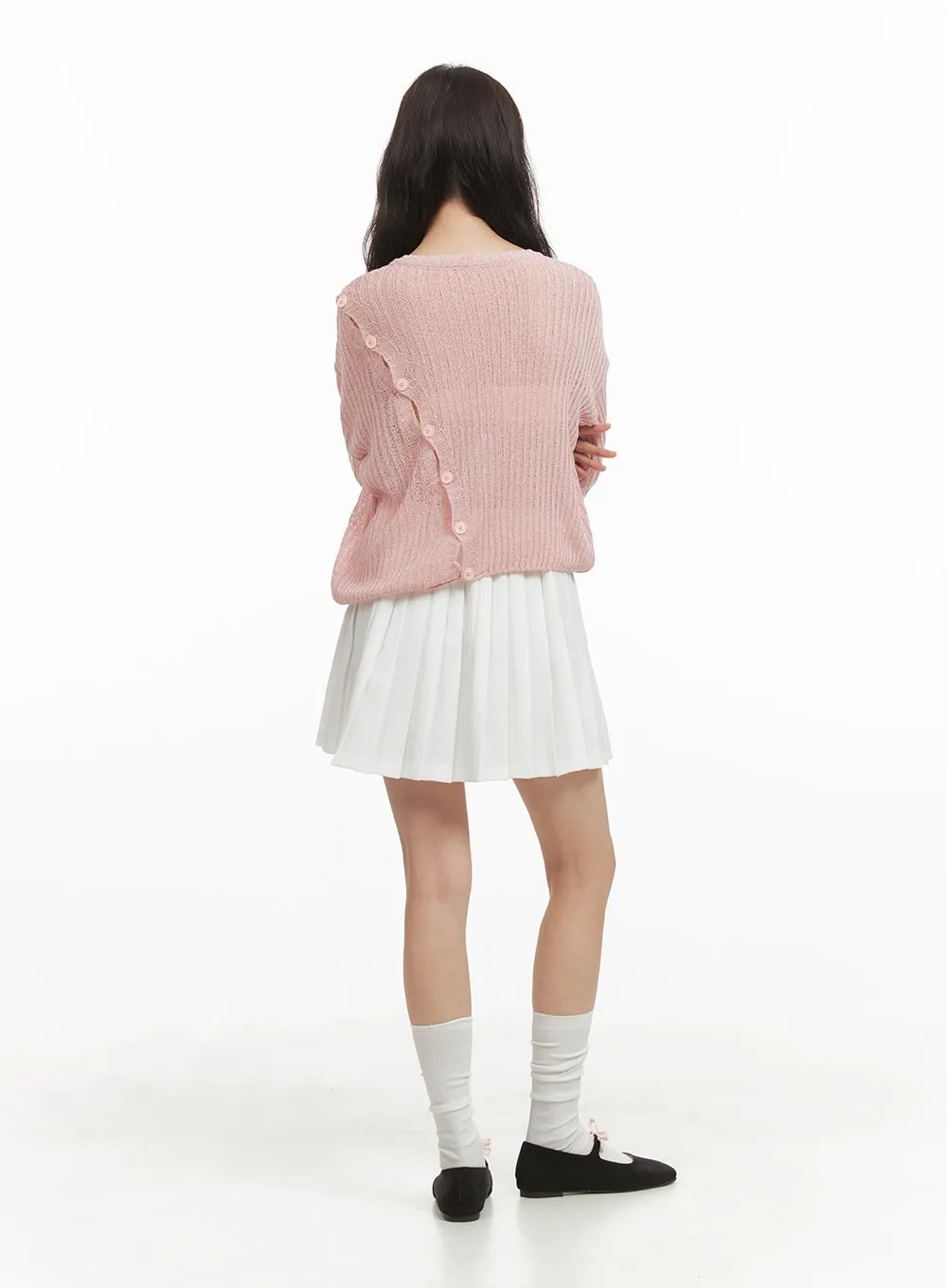 Solid Pleated Mini Skirt OY421