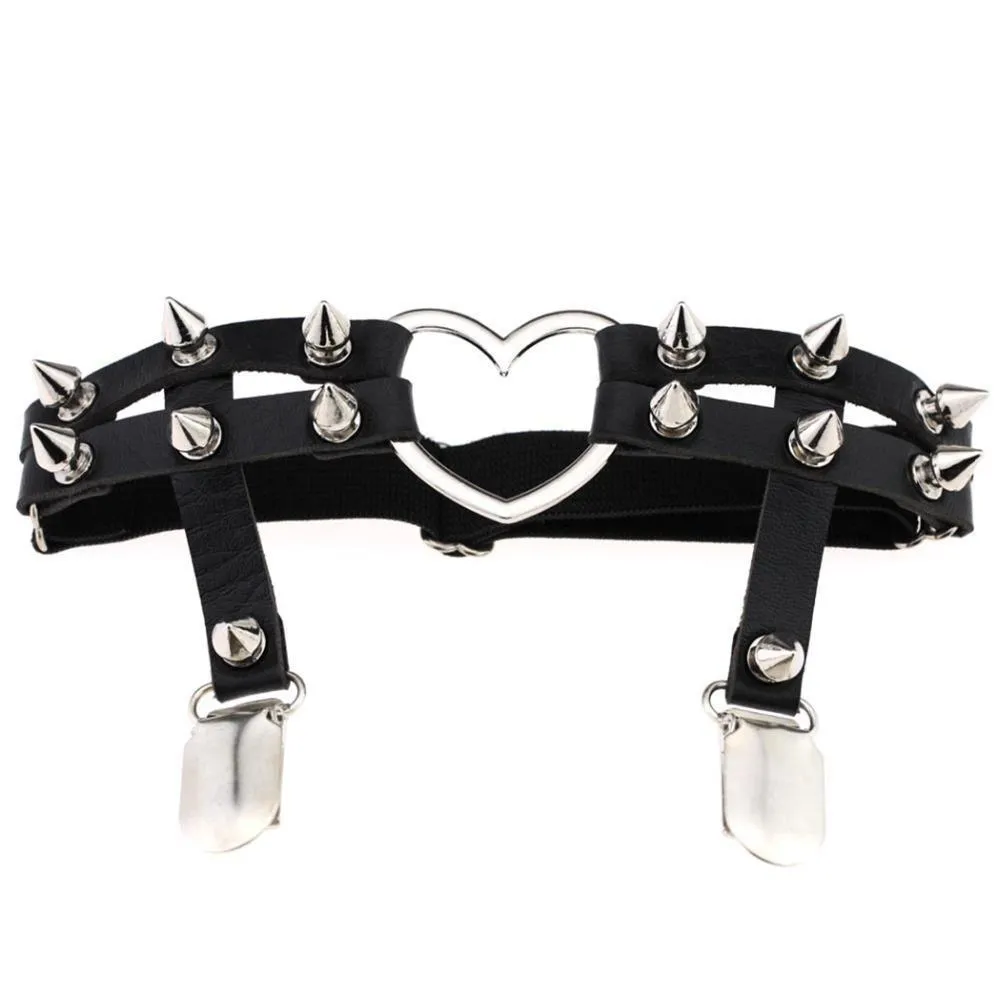 Spiked Heart Garter Belt