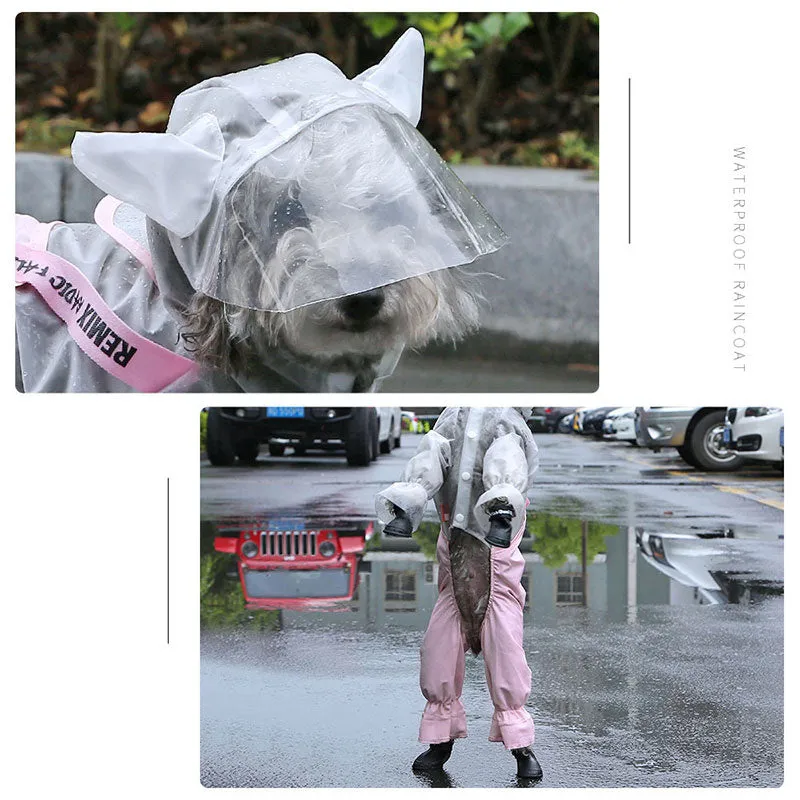 Splashproof Dog Raincoat with Horn Bib