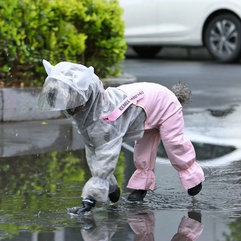 Splashproof Dog Raincoat with Horn Bib