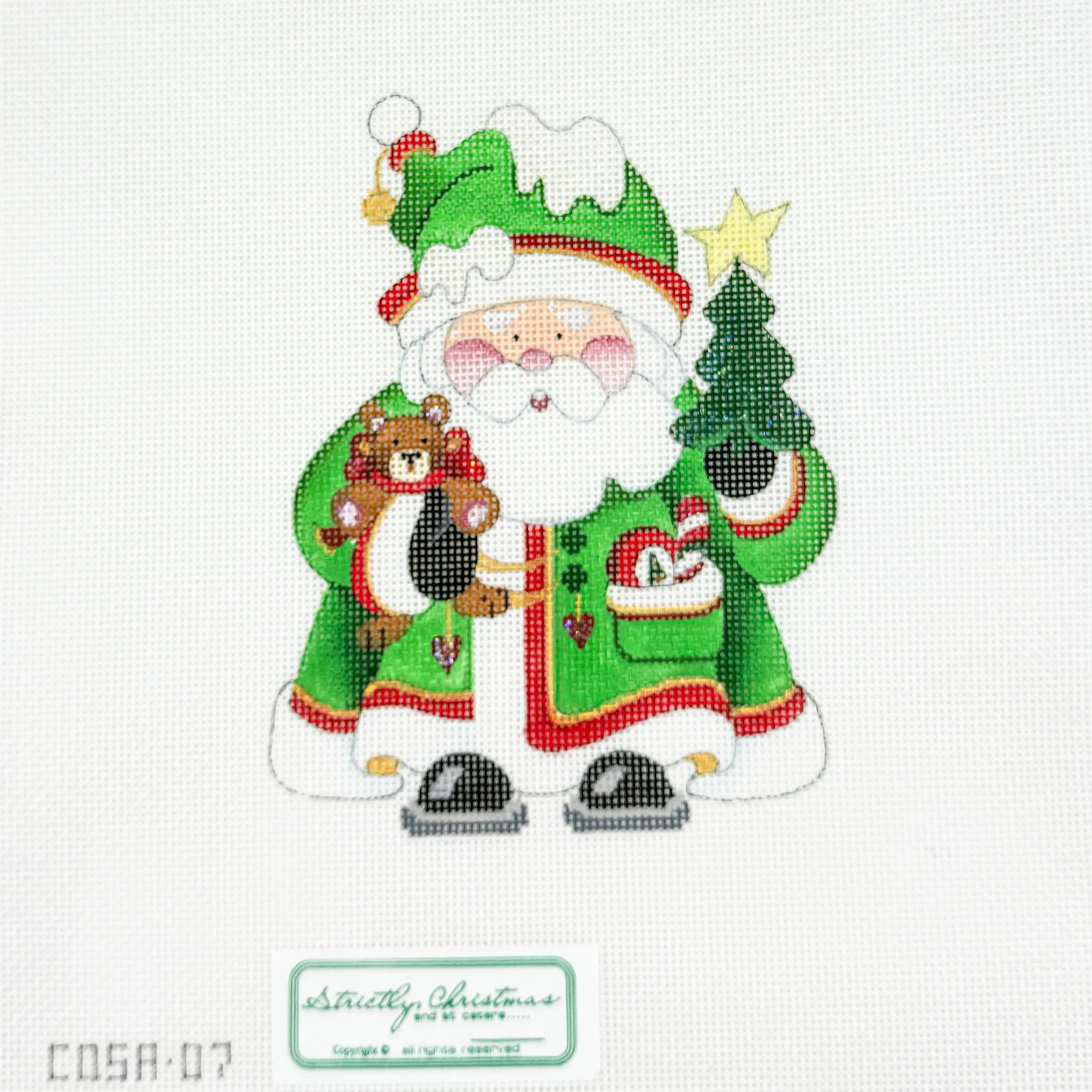 Squatty Santa Green Coat with Teddy Bear