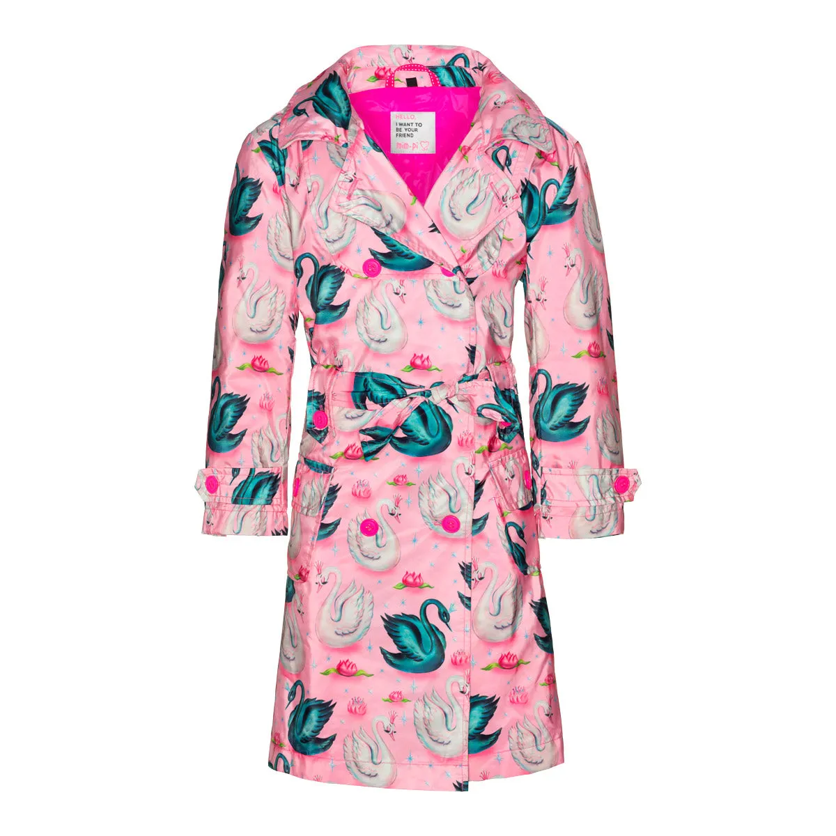 SS19 Mim-Pi Girls Pink Swan Raincoat 209