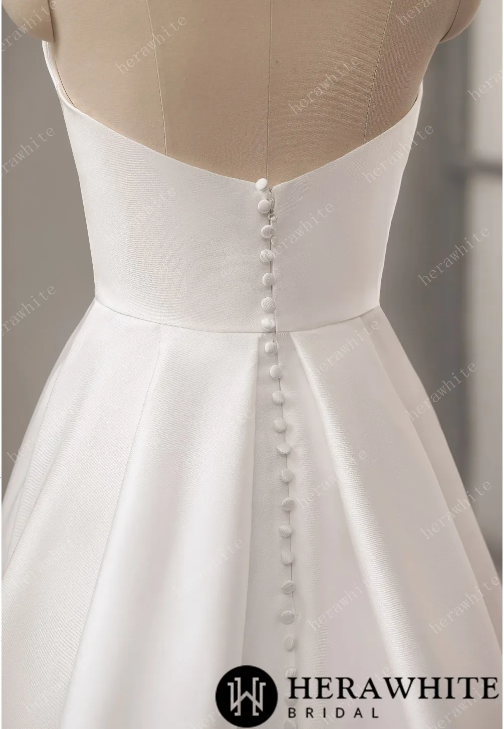 Strapless Mikado Silk A-Line Wedding Dress with Pleated Bodice