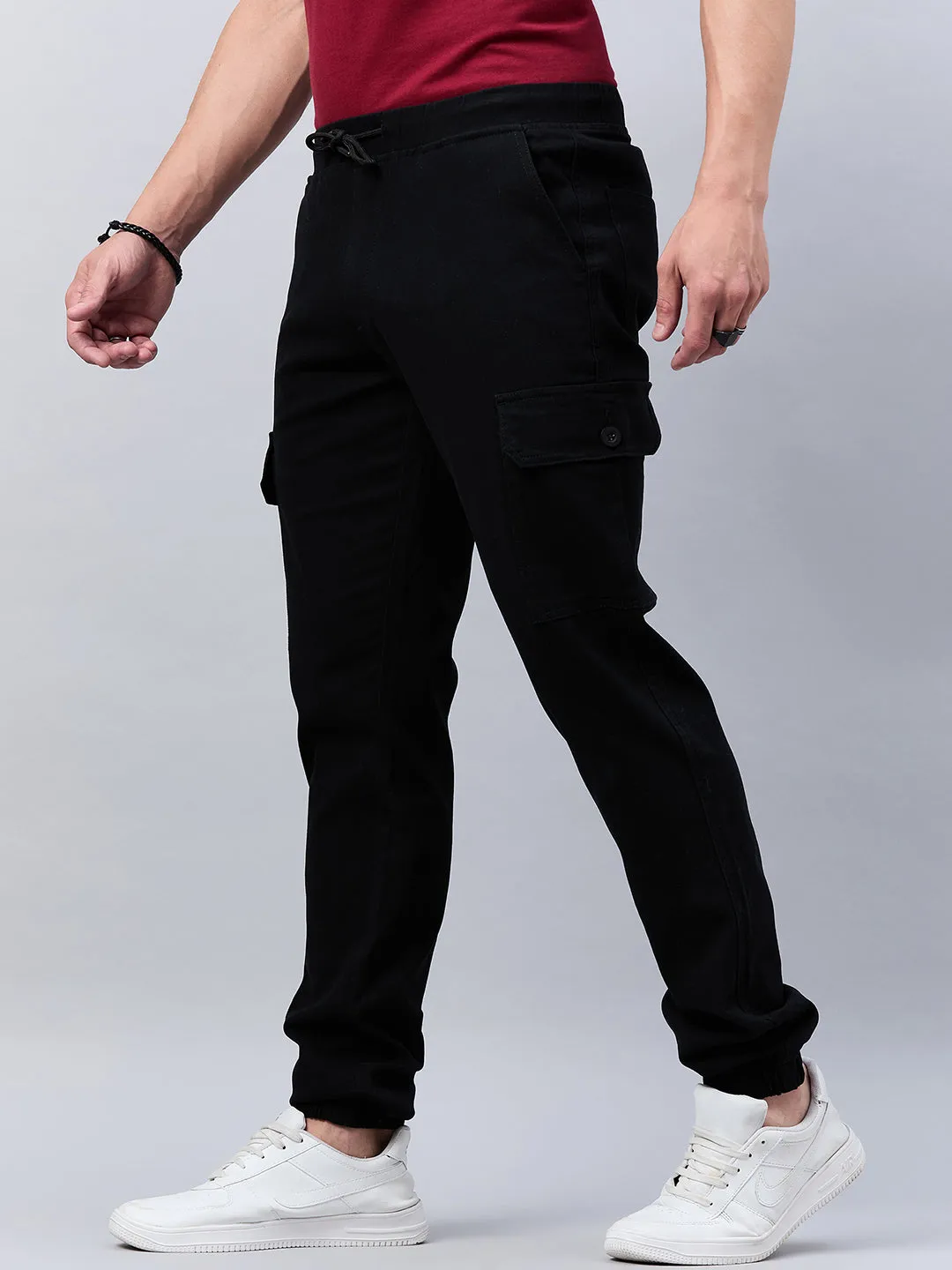 Style Quotient Men Black Stretchable Jogger Trouser