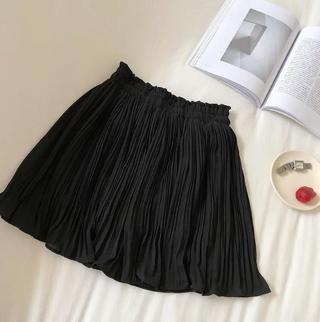 Summer Pleated Light With Hidden Shorts Skirt