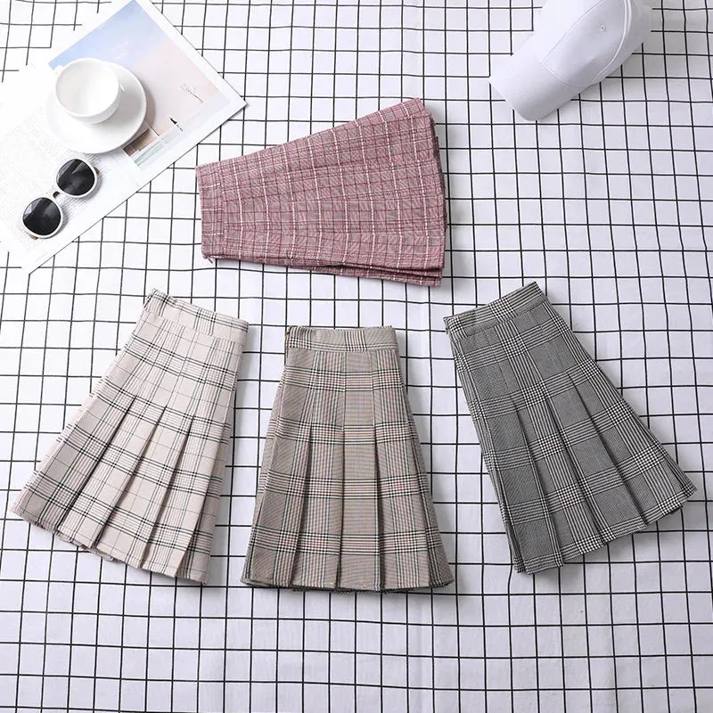 Summer Skirt For Women 2023 Korean Style Clothes Preppy Girls Chic And Elegant  Aesthetic Female A Line Mini Plaid Pleated Skirt