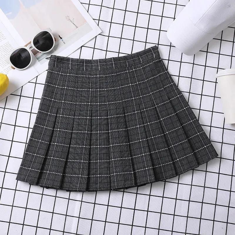 Summer Skirt For Women 2023 Korean Style Clothes Preppy Girls Chic And Elegant  Aesthetic Female A Line Mini Plaid Pleated Skirt