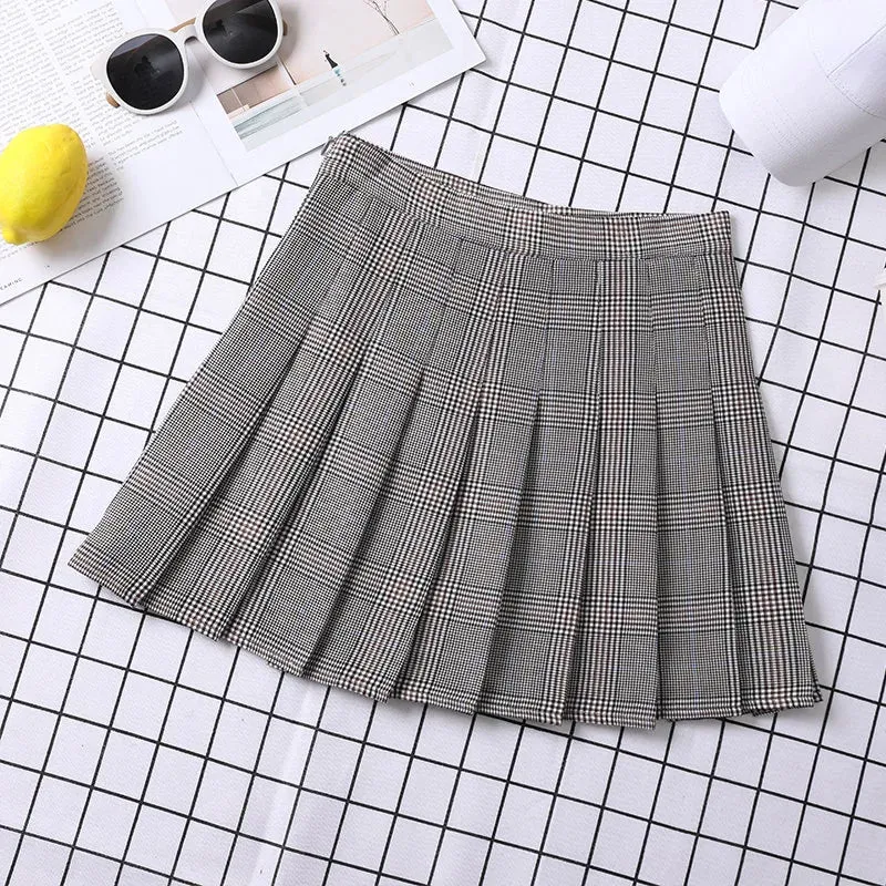 Summer Skirt For Women 2023 Korean Style Clothes Preppy Girls Chic And Elegant  Aesthetic Female A Line Mini Plaid Pleated Skirt