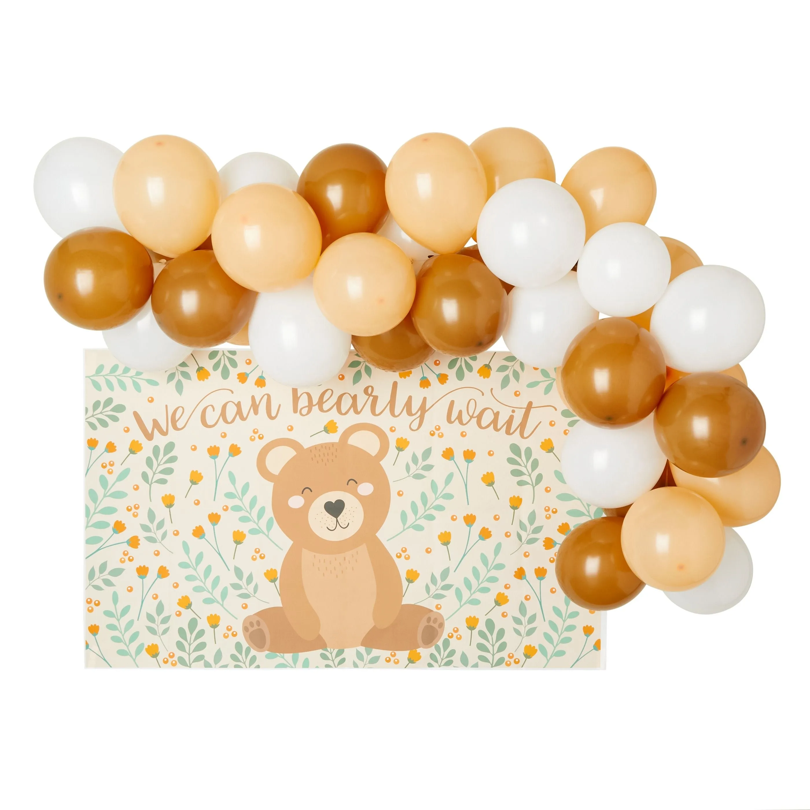 Teddy Bear Baby Shower Decorations, We Can Bearly Wait 48-Piece Garland Arch   5x3 Photo Booth Backdrop for Party Supplies