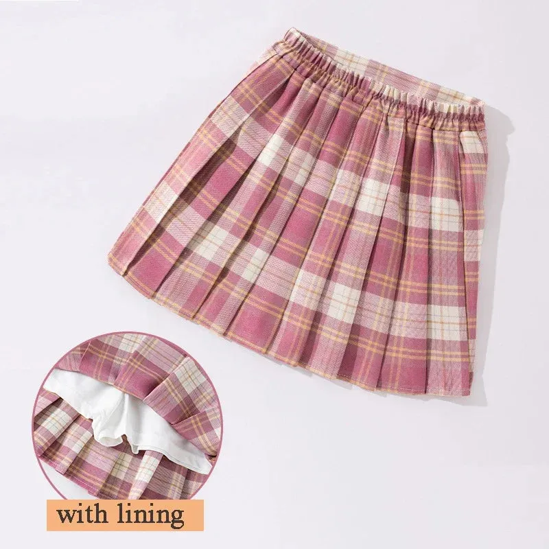 Teenage Pleated Skirts 10 12 13 14 Years Summer 2023 Girls Plaid Skirt High Waist Skirts Kids Cute Uniforms Children Dance Skirt