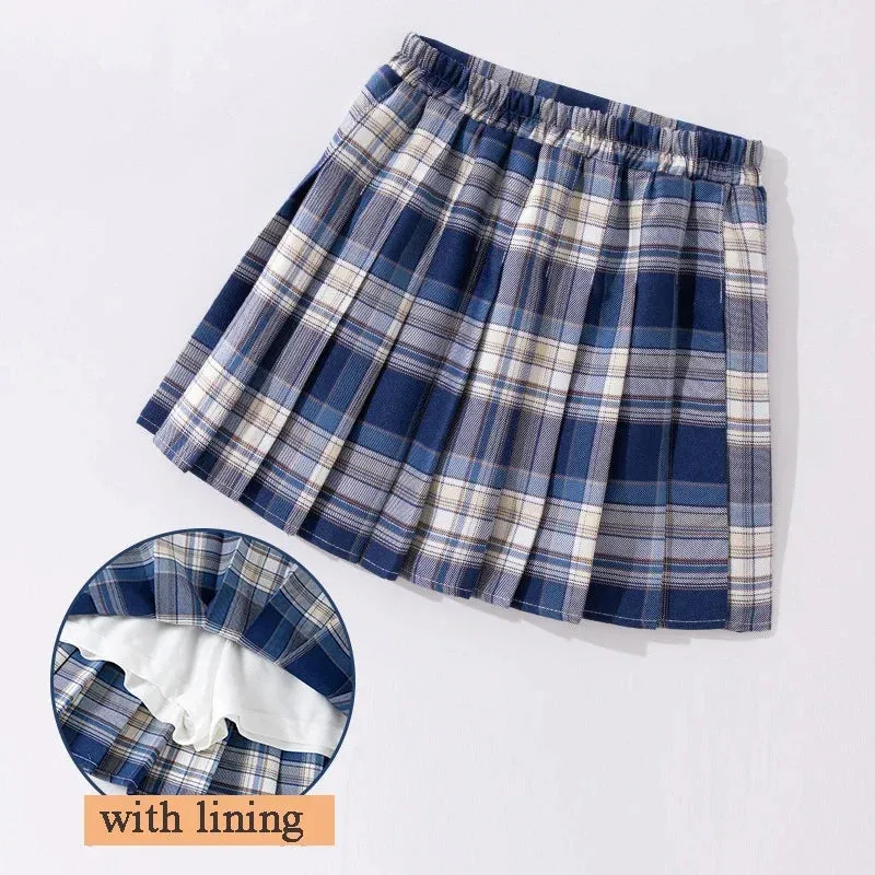 Teenage Pleated Skirts 10 12 13 14 Years Summer 2023 Girls Plaid Skirt High Waist Skirts Kids Cute Uniforms Children Dance Skirt