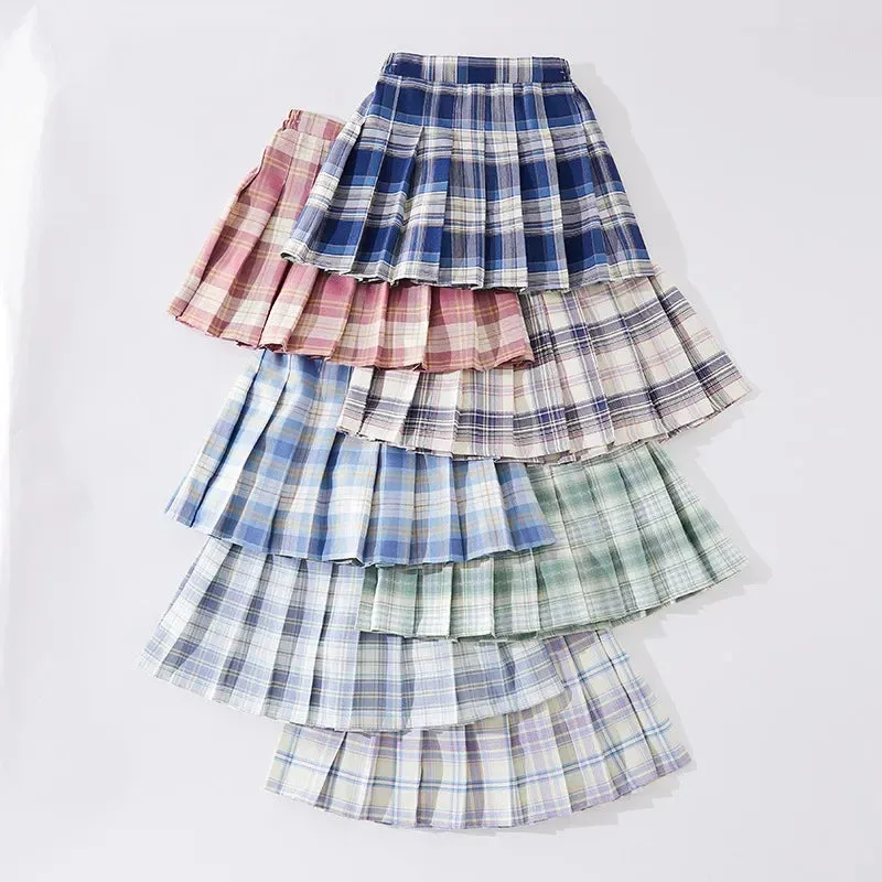 Teenage Pleated Skirts 10 12 13 14 Years Summer 2023 Girls Plaid Skirt High Waist Skirts Kids Cute Uniforms Children Dance Skirt