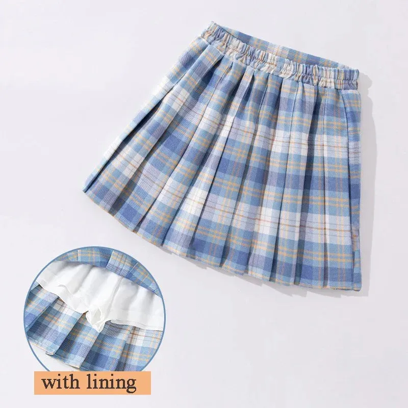 Teenage Pleated Skirts 10 12 13 14 Years Summer 2023 Girls Plaid Skirt High Waist Skirts Kids Cute Uniforms Children Dance Skirt