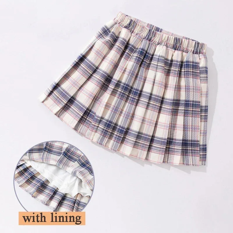 Teenage Pleated Skirts 10 12 13 14 Years Summer 2023 Girls Plaid Skirt High Waist Skirts Kids Cute Uniforms Children Dance Skirt