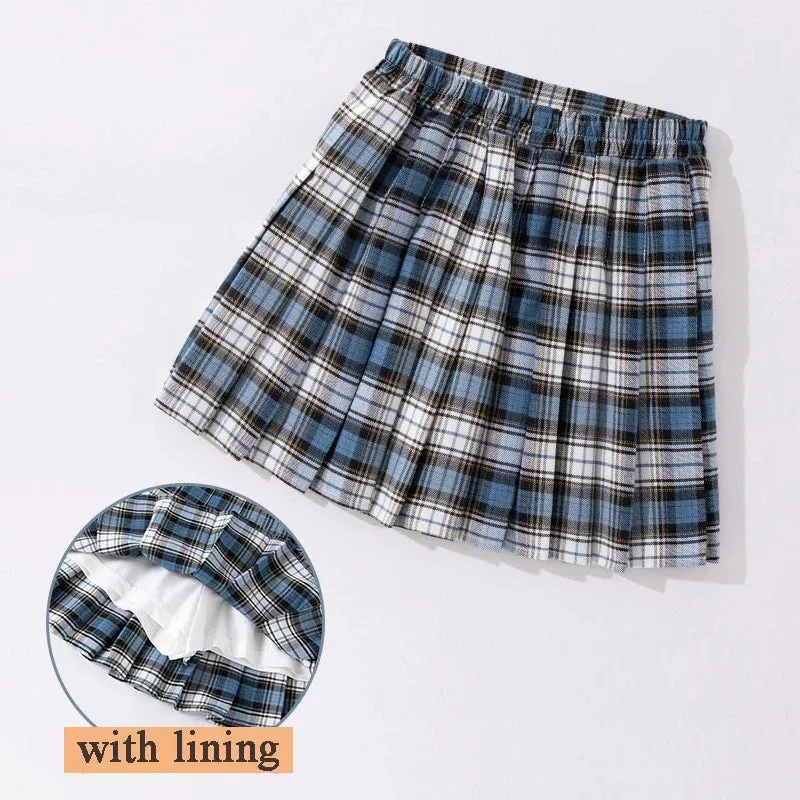 Teenage Pleated Skirts 10 12 13 14 Years Summer 2023 Girls Plaid Skirt High Waist Skirts Kids Cute Uniforms Children Dance Skirt