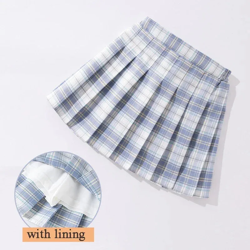 Teenage Pleated Skirts 10 12 13 14 Years Summer 2023 Girls Plaid Skirt High Waist Skirts Kids Cute Uniforms Children Dance Skirt