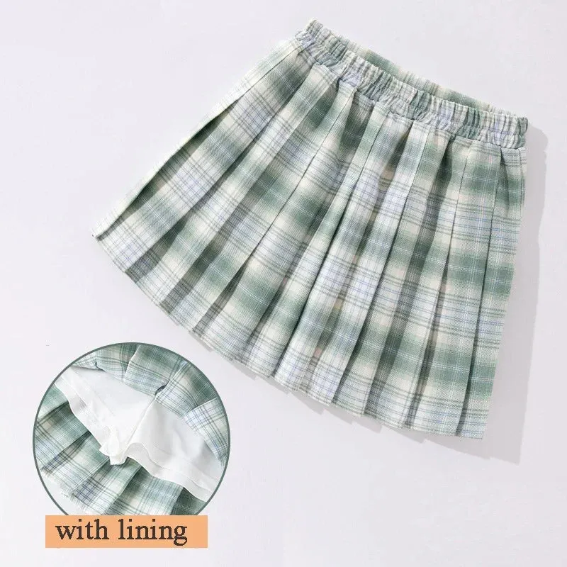 Teenage Pleated Skirts 10 12 13 14 Years Summer 2023 Girls Plaid Skirt High Waist Skirts Kids Cute Uniforms Children Dance Skirt