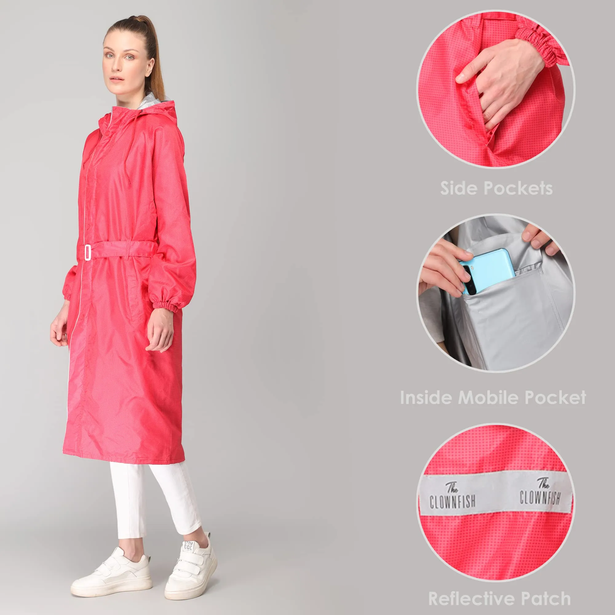 The Clownfish by STRAUSS Raincoats for Women Waterproof Reversible Double Layer. Brilliant Pro Series (Red, XXX-Large)