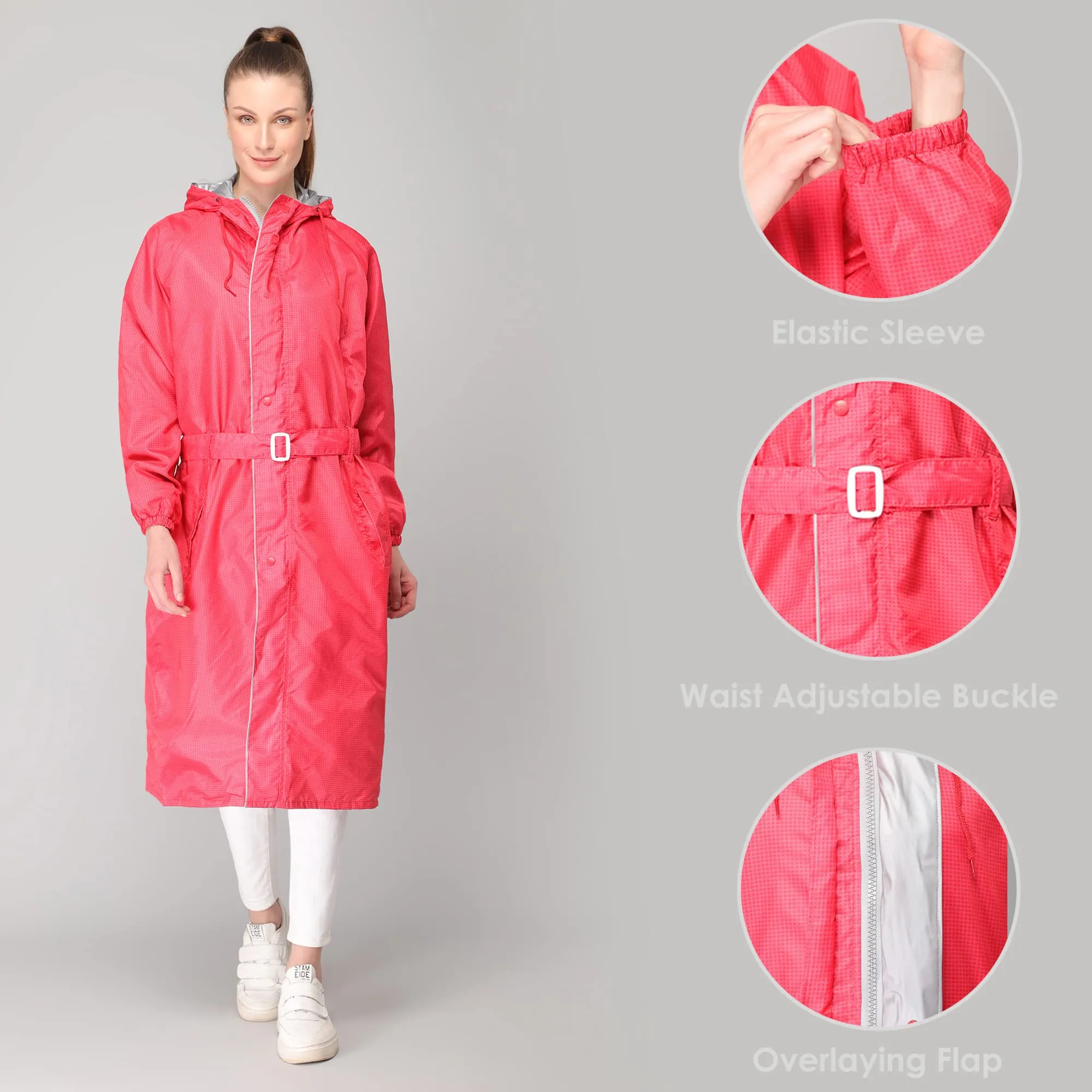 The Clownfish by STRAUSS Raincoats for Women Waterproof Reversible Double Layer. Brilliant Pro Series (Red, XXX-Large)