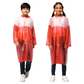 THE CLOWNFISH Drip Dude Series Unisex Kids Waterproof Single Layer PVC Longcoat/Raincoat with Adjustable Hood. Age-4-5 Years (Rose Red)