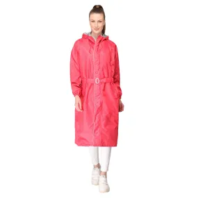 THE CLOWNFISH Polyester Long Length Raincoats For Women Waterproof Reversible Double Layer. Brilliant Pro Series (Red, X-Large)