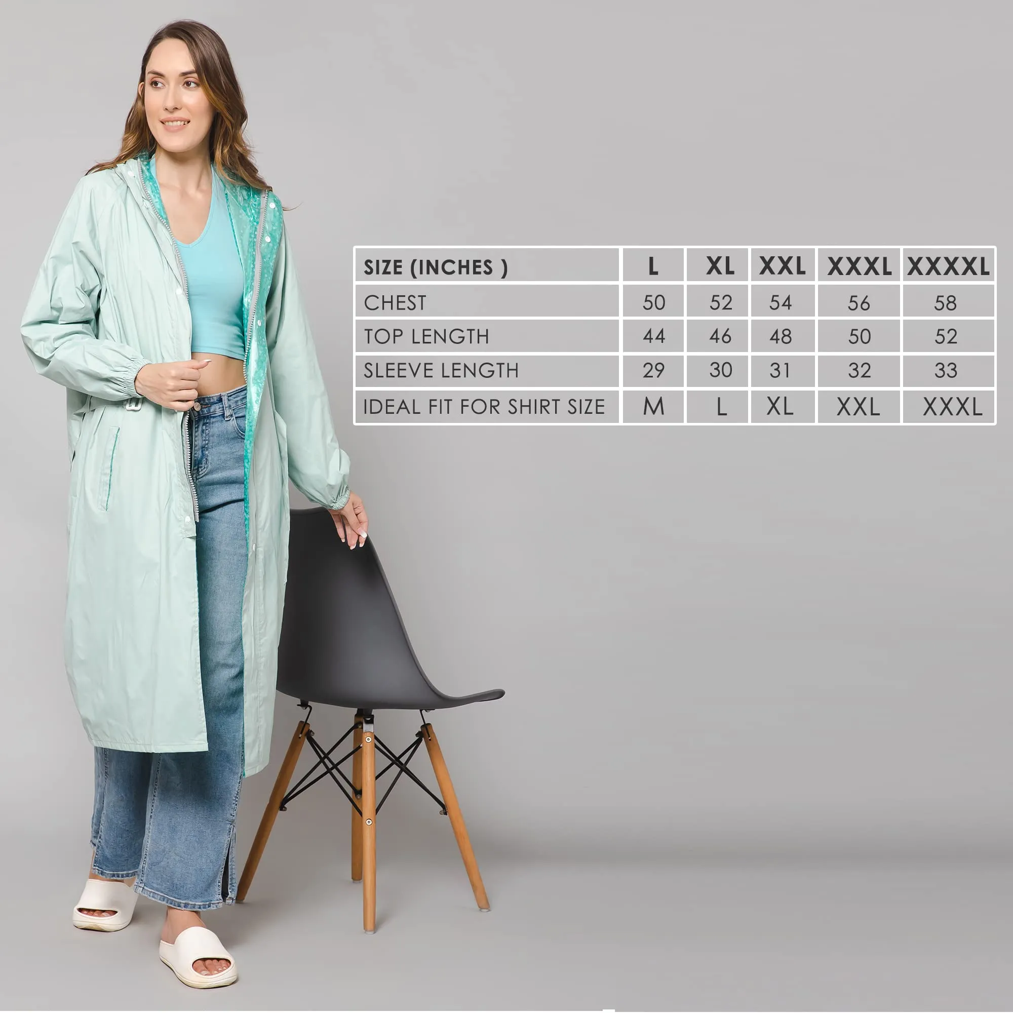 THE CLOWNFISH Polyester Raincoats For Women Rain Coat For Women Longcoat Raincoat For Ladies Waterproof Reversible Double Layer. Aquashield Series (Pista Green, X-Large)