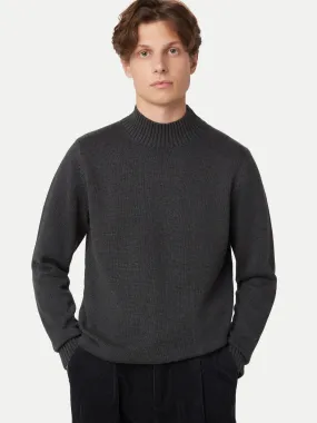 The Funnel Neck Sweater in Grey Black