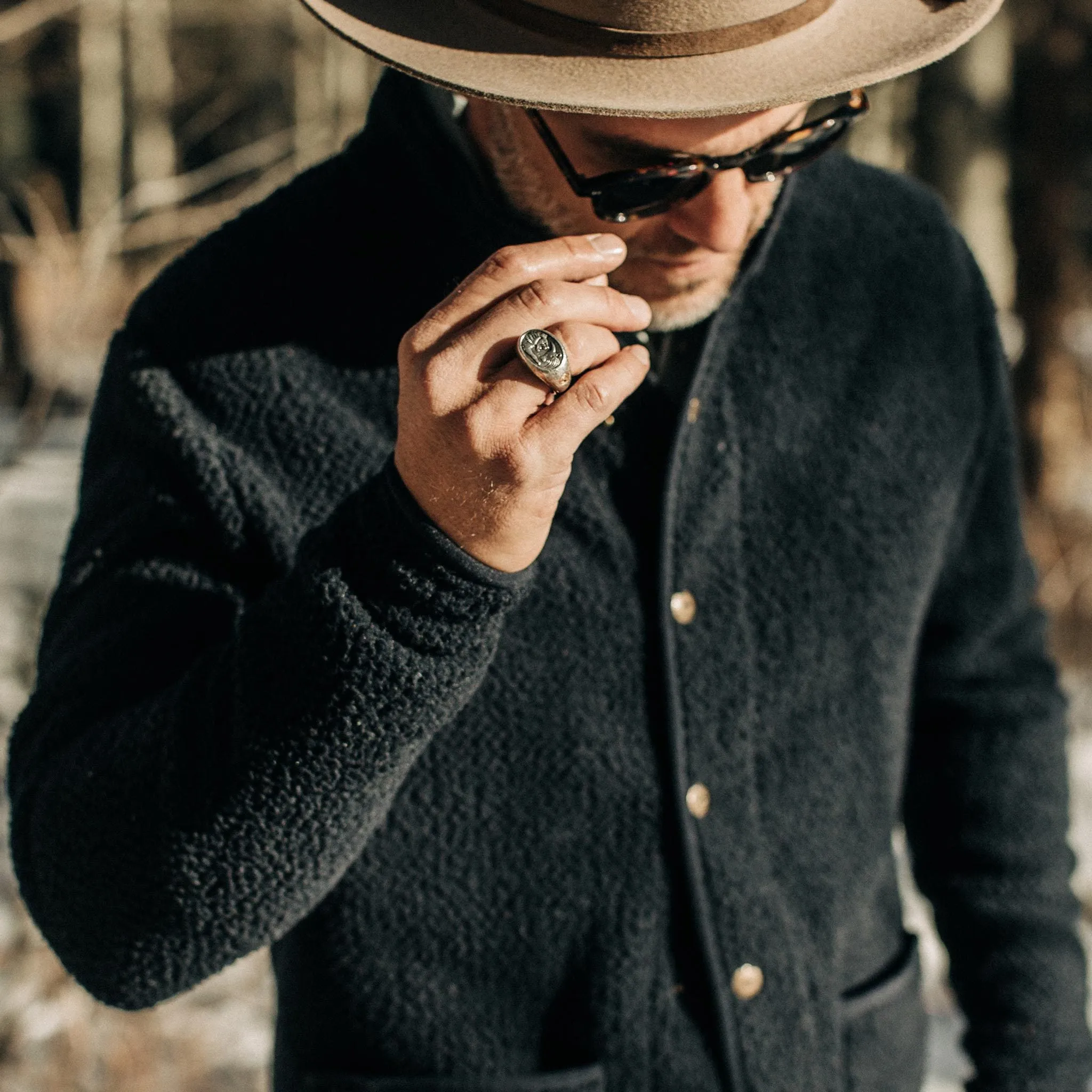 The Port Jacket in Navy Sherpa