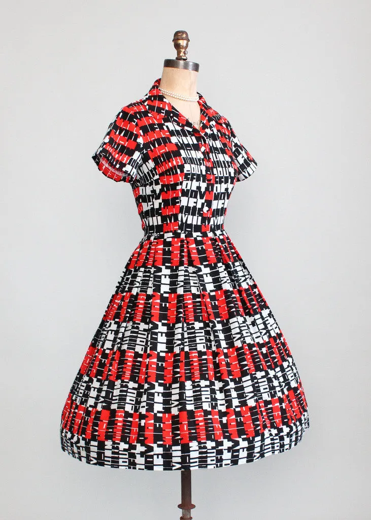 Vintage 1960s Lanvin Pop Art Shirt Dress