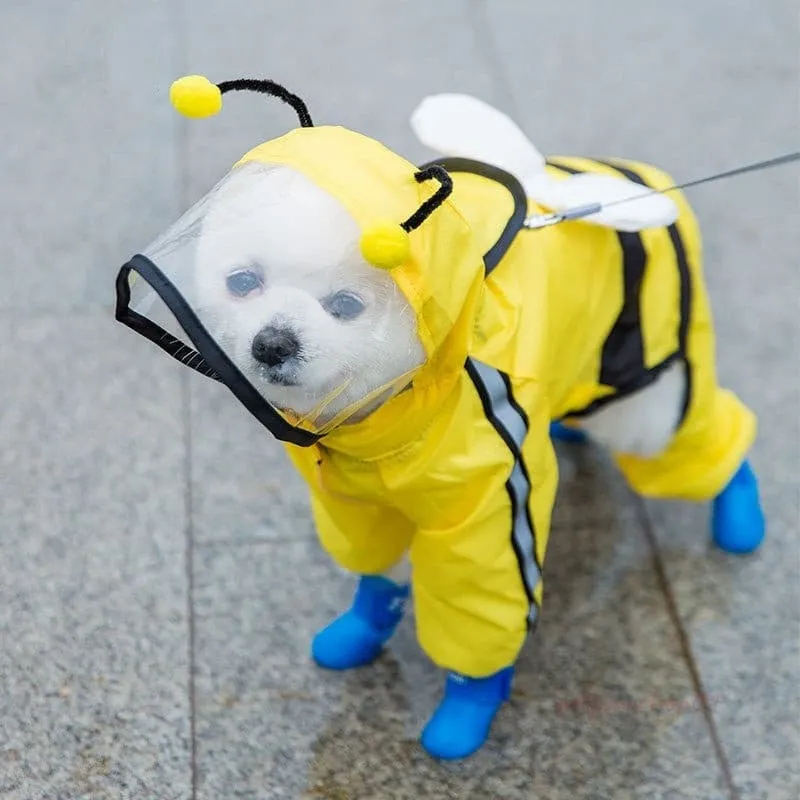 Waterproof Dog Raincoat Bee Style