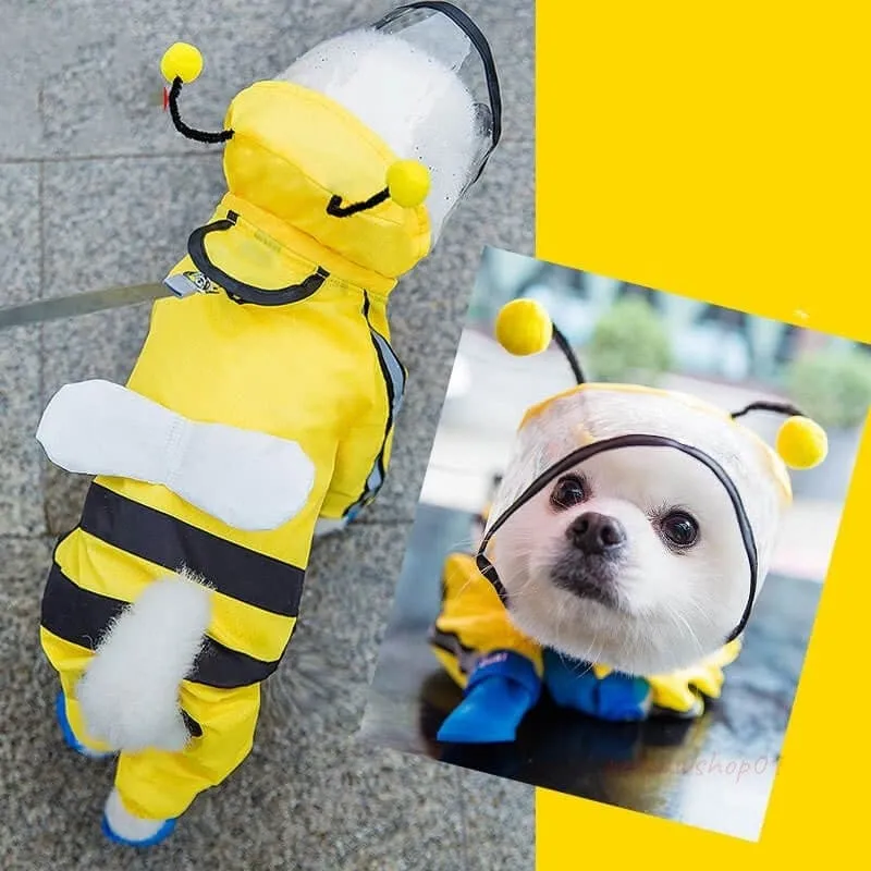 Waterproof Dog Raincoat Bee Style