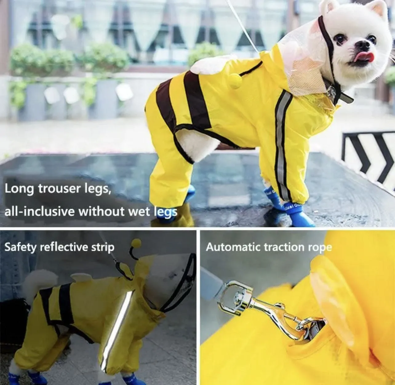 Waterproof Dog Raincoat Bee Style