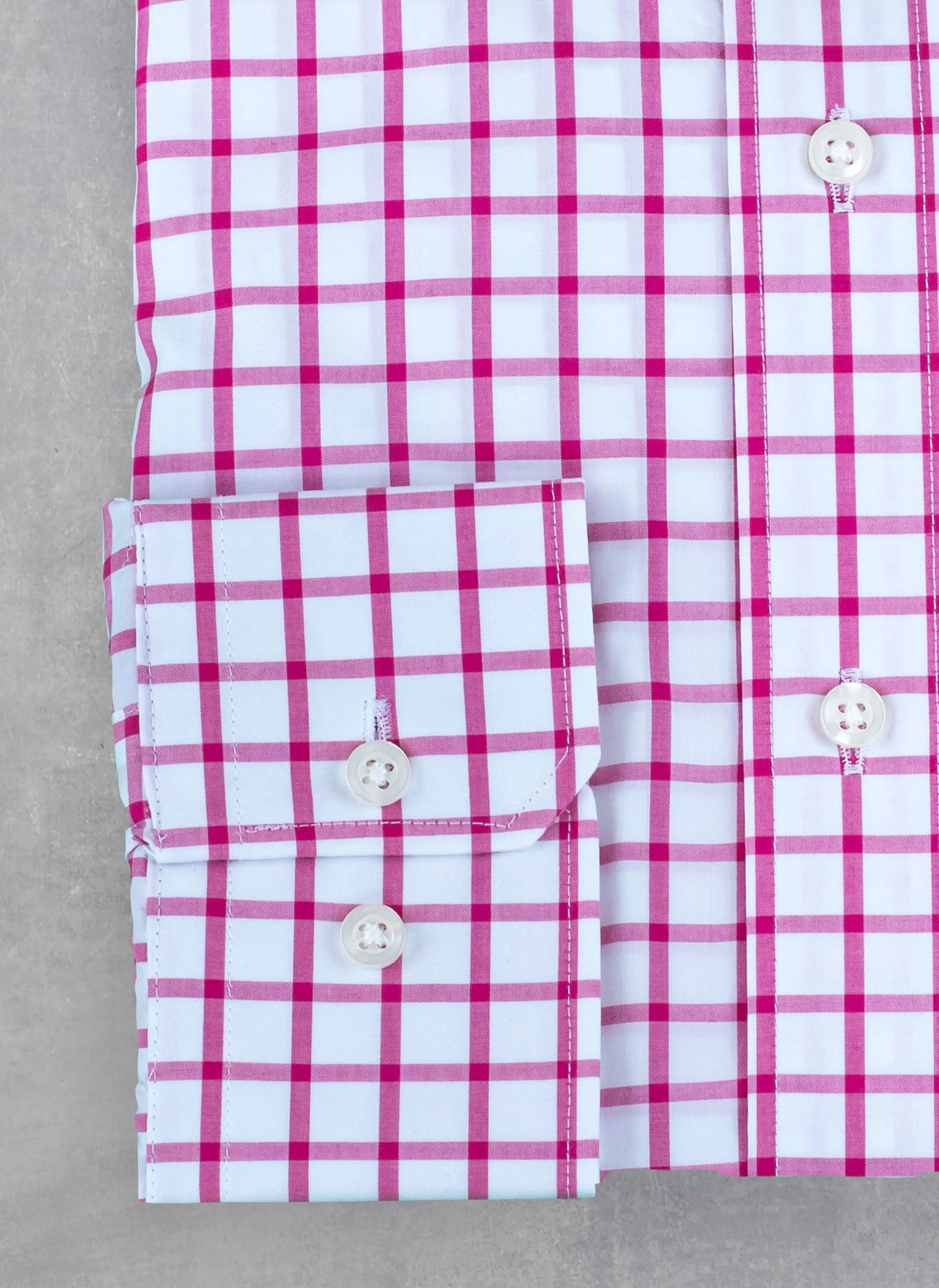 William Fullest Fit Shirt in Pink and White Large Windowpane