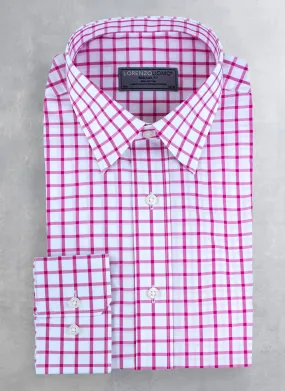 William Fullest Fit Shirt in Pink and White Large Windowpane