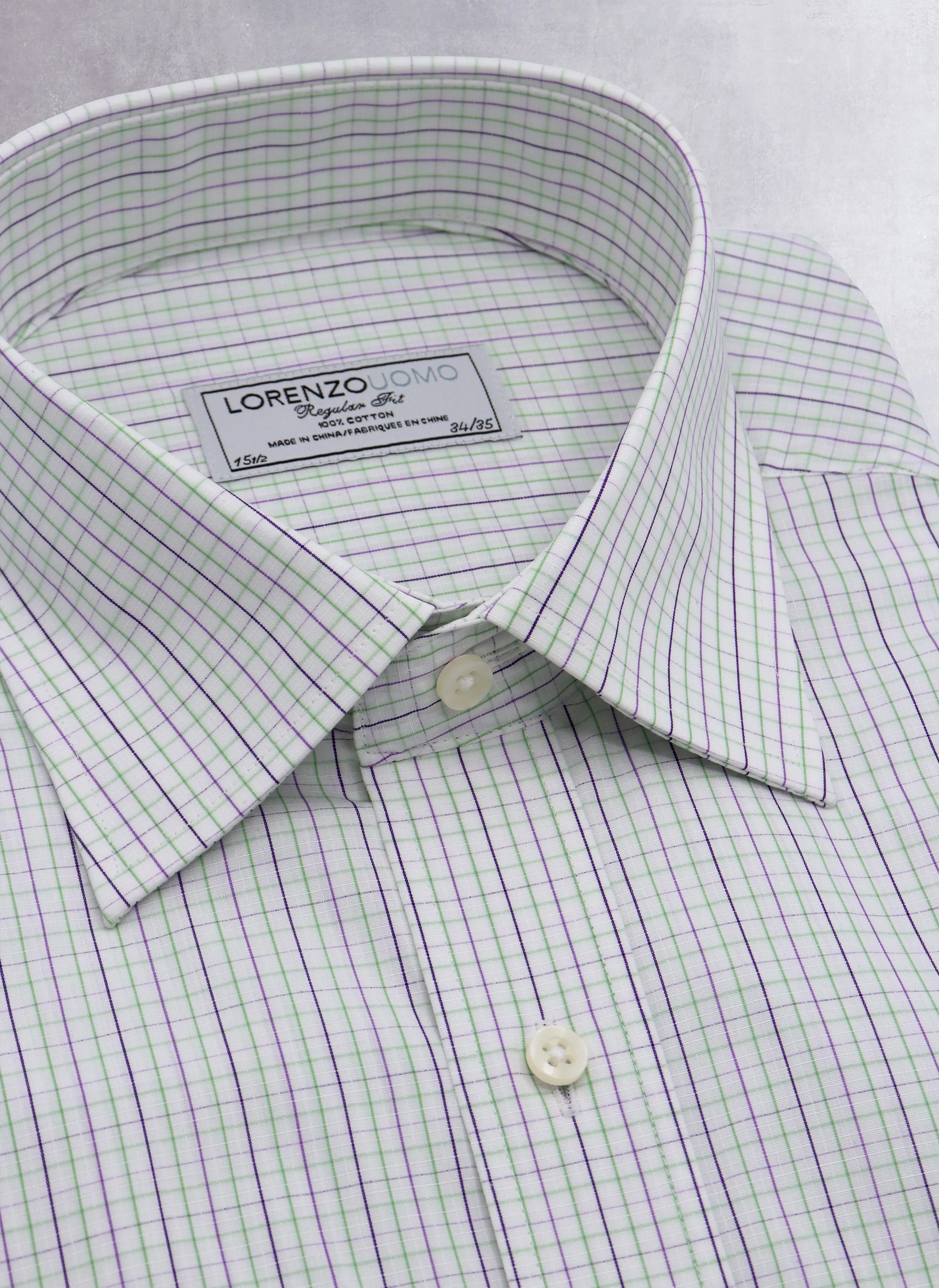 William Fullest Fit Shirt in Purple and Green Check