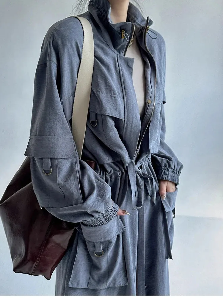 Women's Comfort Full-Length Cargo Trench Coat