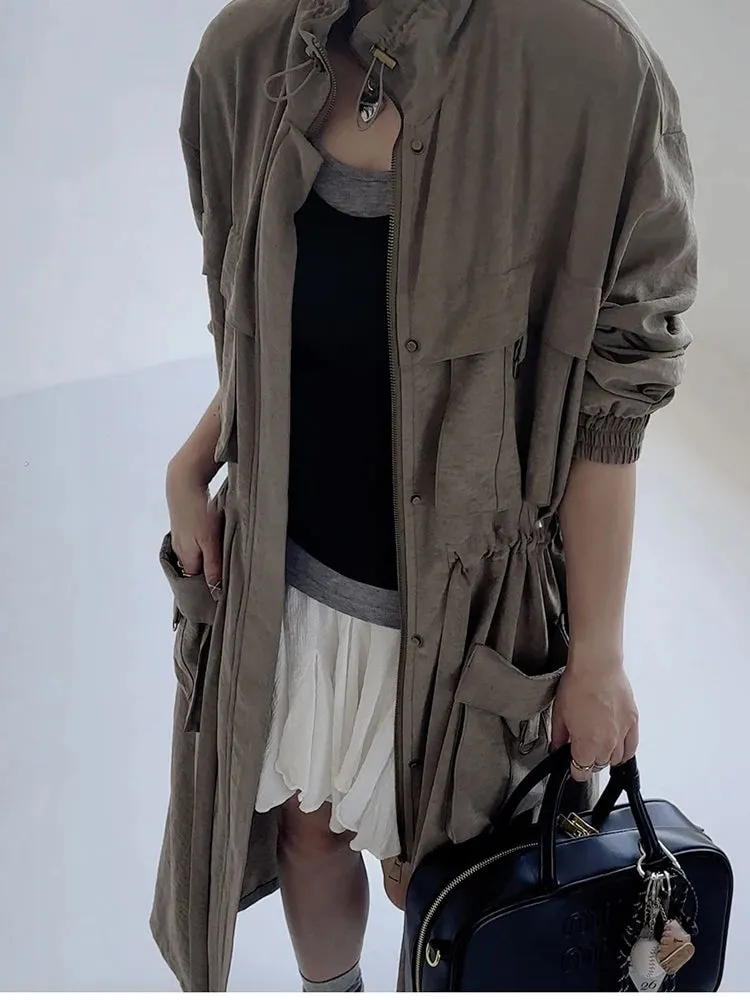 Women's Comfort Full-Length Cargo Trench Coat