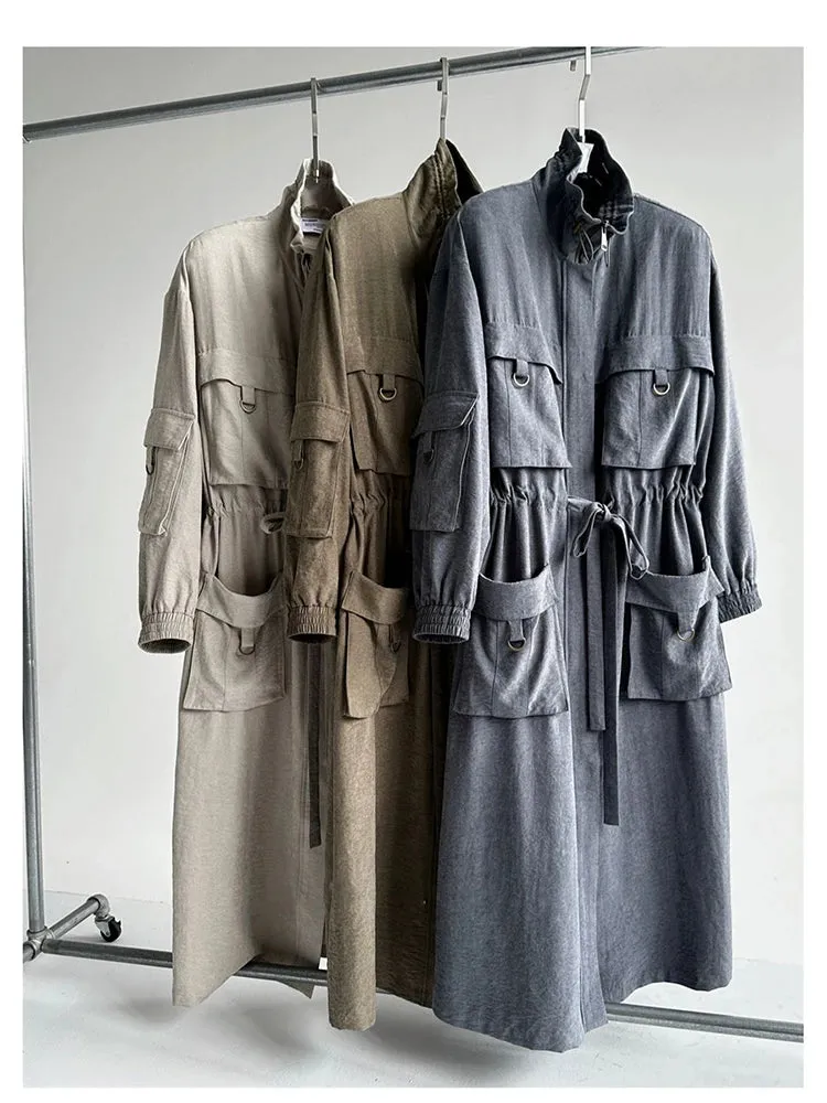 Women's Comfort Full-Length Cargo Trench Coat